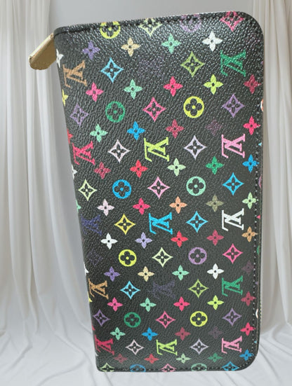 Multicolor Monogram Print Zip Pouch – Black