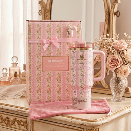 Stanley x LoveShackFancy Quencher H2.0 FlowState Tumbler 40 oz – Sunshine Rose – Limited Edition Gift Box – New