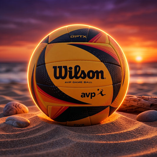 Wilson AVP OPTX Official Beach Volleyball – Black/Yellow – Official USA Tour Game Ball – Size 5