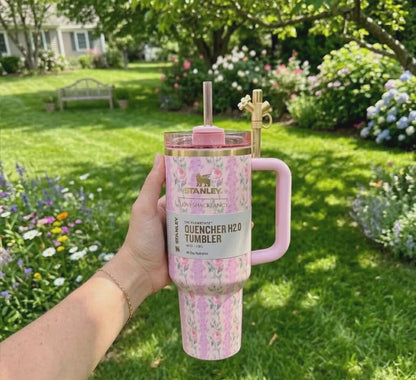 Stanley x LoveShackFancy Quencher H2.0 FlowState Tumbler 40 oz – Blooming Heirloom Limited Edition | BPA-Free Vacuum Insulated Stainless Steel