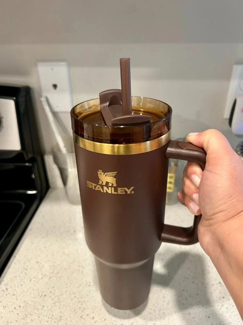 Stanley Quencher H2.0 FlowState Tumbler 40 oz – Chocolate Gold Limited Edition | Factory Sealed | Vacuum Insulated Stainless Steel