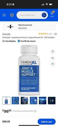 OmegaXL Joint Support Supplement Natural Muscle & Joint Support 120 Softgels Exp