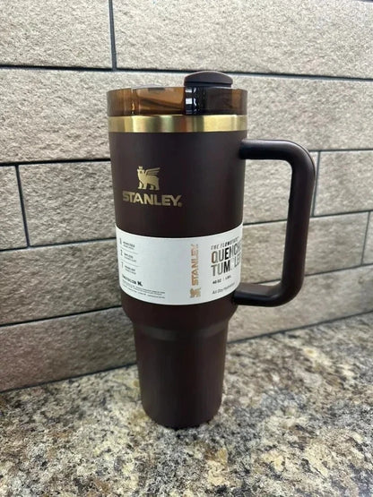 Stanley Quencher H2.0 FlowState Tumbler 40 oz – Chocolate Gold Limited Edition | Factory Sealed | Vacuum Insulated Stainless Steel